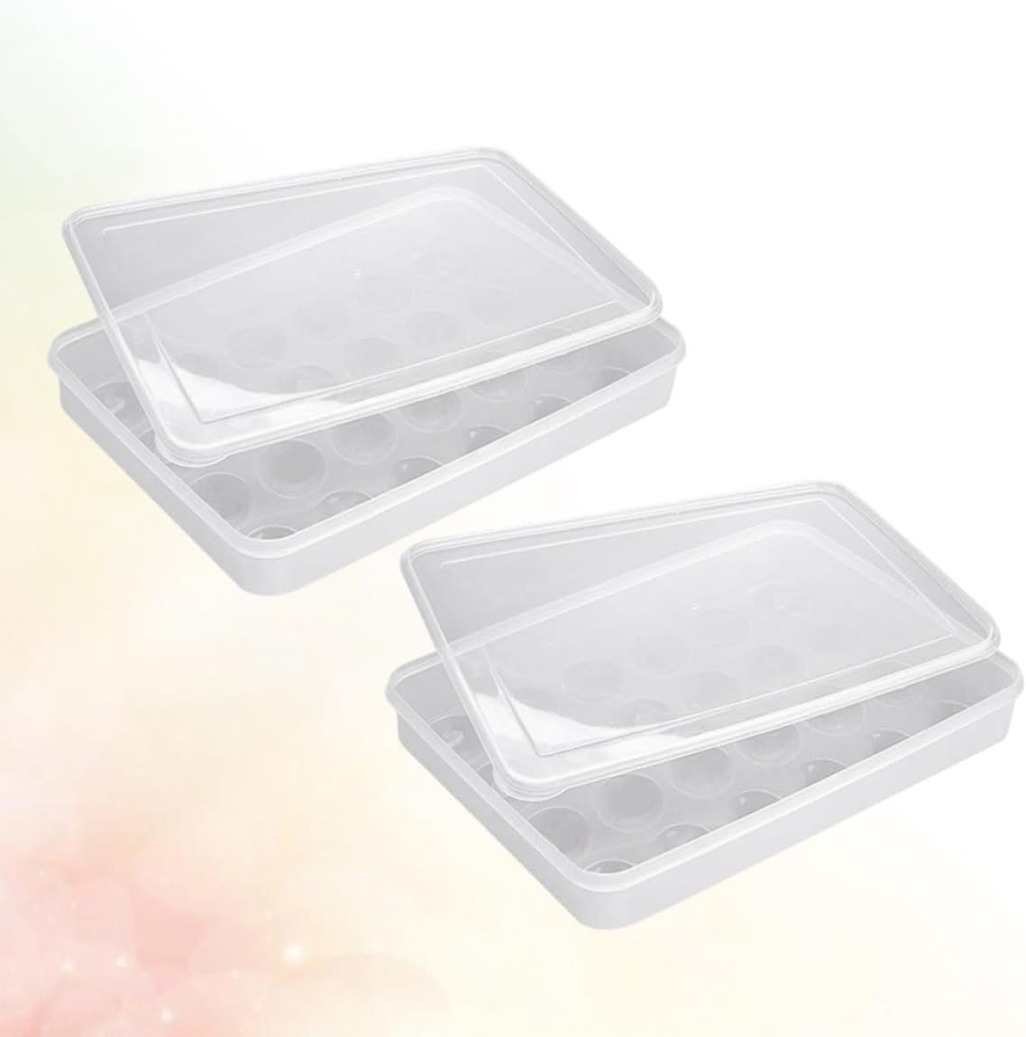 2pcs Egg Holder for Refrigerator with Lid Plastic Egg Storage Box Space Saving Design for Home and Kitchen Organization