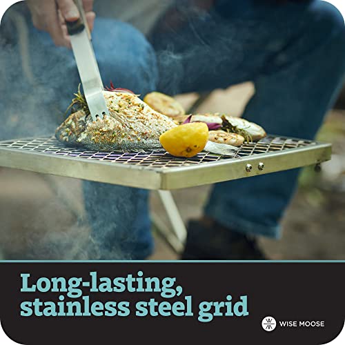 Wise Moose Campfire Grill Grate Over Fire Pit - Fire Pit Grill Grate Over Fire Pit, Campfire Cooking Grate, Campfire Grill Adjustable, Firepit Grill Rack Tripod, Campfire Grate Over Fire Pit Camp Fire #TOP5
