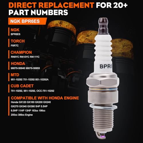 Image of HIPA BPR6ES R Spark Plug for Torch F6RTC F6TC MTD 951-10292 951-10292A 751-10292 Honda 98079-56846 Champion RN9YC RN10YC (Set of 2)