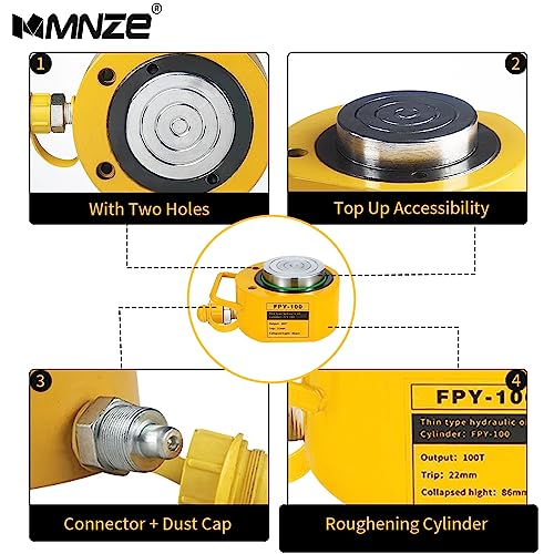 Image of 100T 20mm /0.79 inch Stroke Mini Hydraulic Ram Jack - Porta Power Retract Automatically Split Single Acting Lifting Cylinders for Machinery, Ship Bridge Construction