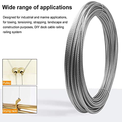 120 Feet 1/8 Inch T316 Stainless Steel Aircraft Wire Rope Cable For Diy Railing, Decking, 7X7 Strands Construction #TOP3