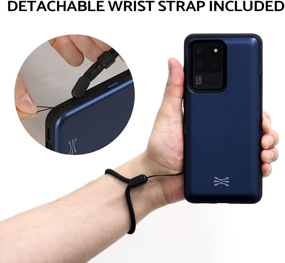 TORU CX PRO Case for Galaxy S20 Ultra, with Card Holder | Slim Protective Cover with Hidden Credit Cards Wallet Flip Slot Compartment Kickstand | Include Mirror, Strap, USB Adapter - Blue