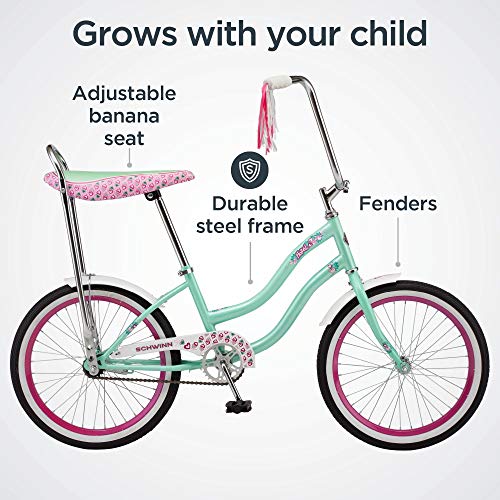 Schwinn Hazel Kids Bike, 20-Inch Wheels, Single Speed, Classic Cruiser, Suggested Rider Height 4'0" To 5'0", Age 6+, Polo Mint #TOP3