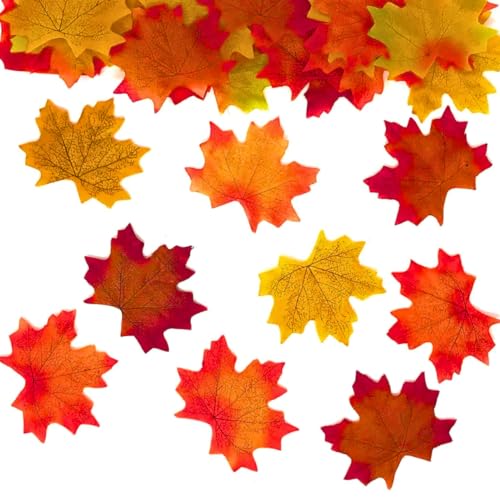 Autumn Leaves Decorations 100 Fake Maple Leaves for Crafts & Table Decor