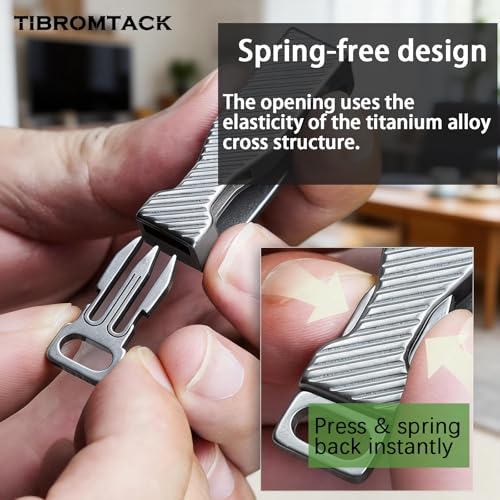 TIBROMTACK Gr5 Porte-clés en alliage de titane léger 16,2 g pour ceinture quotidien, 53 × 12 × 14 mm, Titane brut, 1 – vue 6