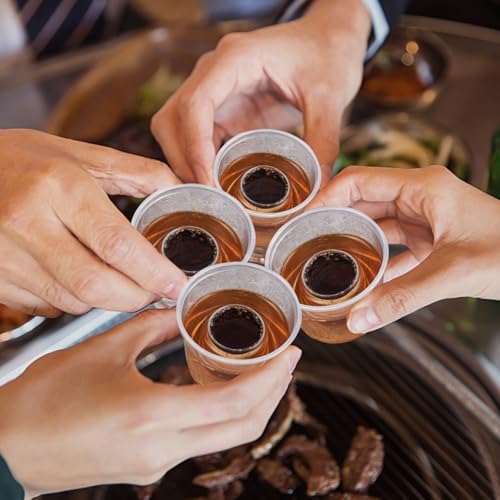 ZHANChen Jager Bomb Shot Becher Plastik 100 Stück Schnapsgläser Plastik 175+25ml Shotgläser Wiederverwendbar Plastikbecher mit Schnapsglas-Einsatz für Verkostung Partys