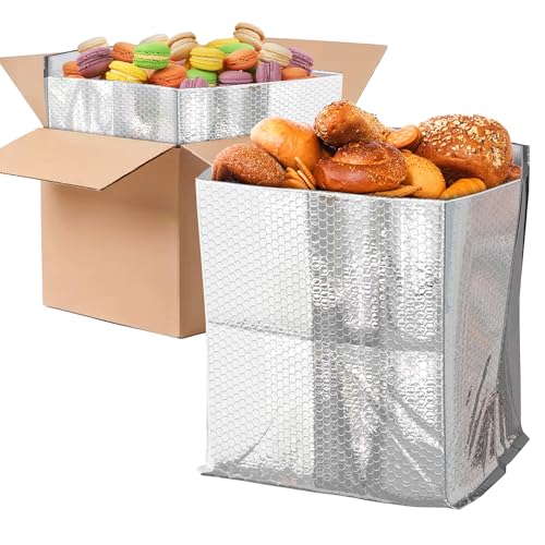 ABC 10 Pack Double Layer Foil Insulated Box Liners 12 x 12 x 12 inches. Silver Shipping Boxes for Frozen Food, Odorless Insulated Containers. Leakproof Cold Shipping Boxes for Frozen Fish, Meat