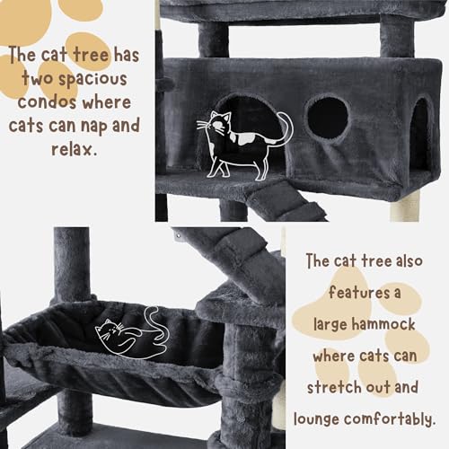 Árbol para gatos de 80 pulgadas con múltiples niveles y rascadores miniatura 4