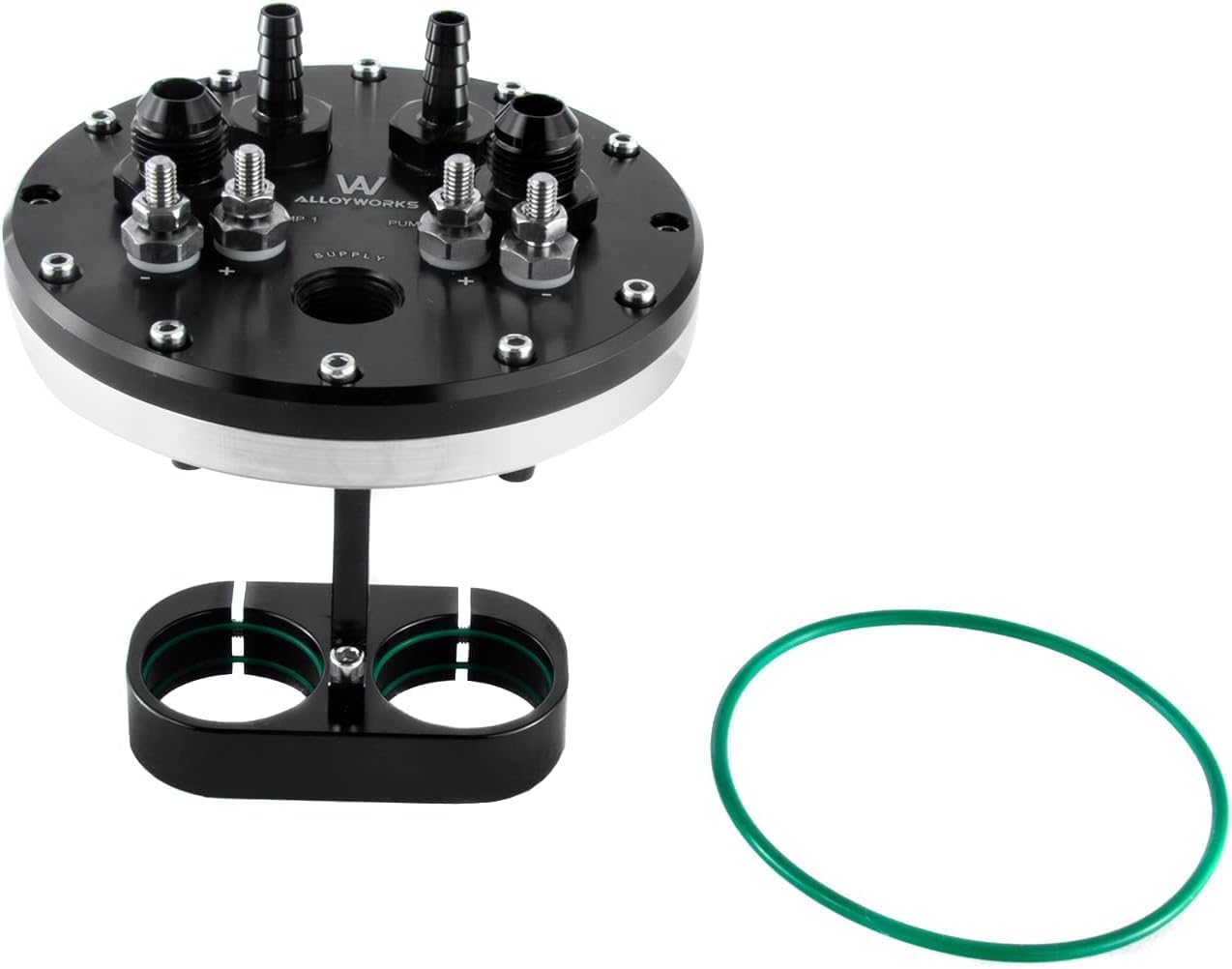 Fuel Pump Hanger Assembly, Twin Fuel Pump Hanger 39mm Suits Single Dual Replacement for Walbro 39mm-40mm Pumps Aluminum Black