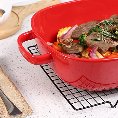 6 Quart Large Rectangular Baking Dish, 16x11 Inches Ceramic Baking Pan Casserole Dish for Cooking,Kitchen and Daily Use, Safe for Oven Microwave Refrigerator Disinfection Cabinet and Dishwasher,Red by Roeveca - Image 3
