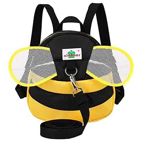 Eleoption Bees Cute Cartoon Children's Backpack, Mini Backpacks with Safety Nylon Harness, for 1-3 Years Old Baby Toddler Walking Safety Backpack Little Kid Boys Girls (Yellow) Cover