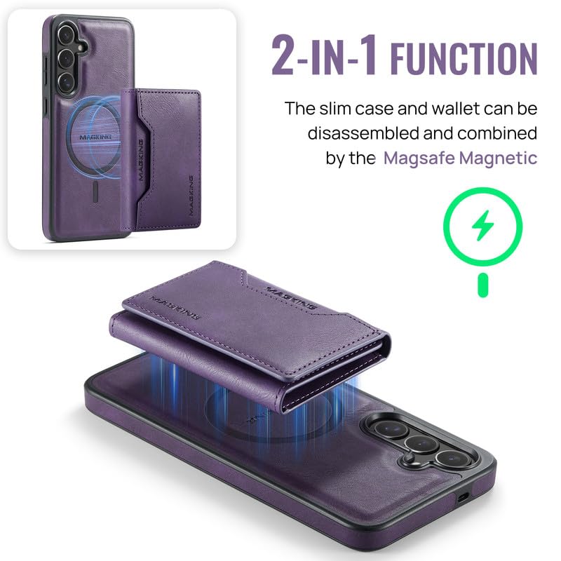 Fente carte housse antichoc Samsung S25 FE violette et modulable 2en1