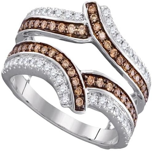 Generic saavyco_jewels 2.00 Ct Round Cut Brown Diamond Enhancer Wrap Guard Ring Women's 925 Sterling Silver Engagement Ring 14k White Gold Finish, Medium