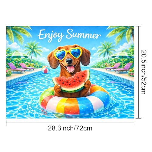 Image of HOMETITUTE Summer Stove Top Cover 28x20 Dachshund Pool Heat Resistant Protector