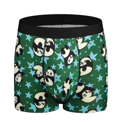 OSDUE Boxershorts Herren, Boxershorts Männer Atmungsaktive Herrenunterwäsche Bequeme Unterwäsche Komfortbund Elastisch und Langlebig, Unterhosen für Alltag und Sport (Panda-Muster - L)