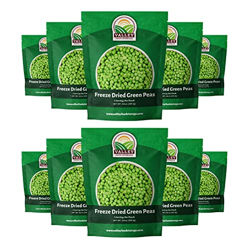 Image of Freeze Dried Green Peas 10-Bag Bucket, 88 Oz | Premium Emergency Food Supply 25 Year Shelf Life | Prepper Supplies, Survival Food, Off Grid Living Supplies | Valley Food Storage Packaged in USA