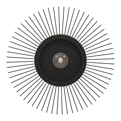 Eglo Plafoniera Palombaia, Nera, Ø 50 Cm, Acciaio/Legno, E27 - 2