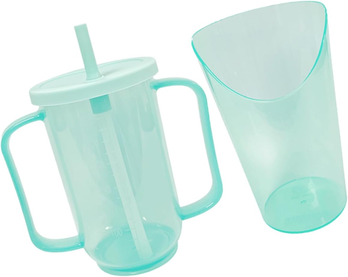 2pcs Spill Proof Convalescent Feeding Cup for Elderly and Disabled Liquid Diet Cup Straw Anti-Choking and Leak-Resistant Bedridden Patient Drinking