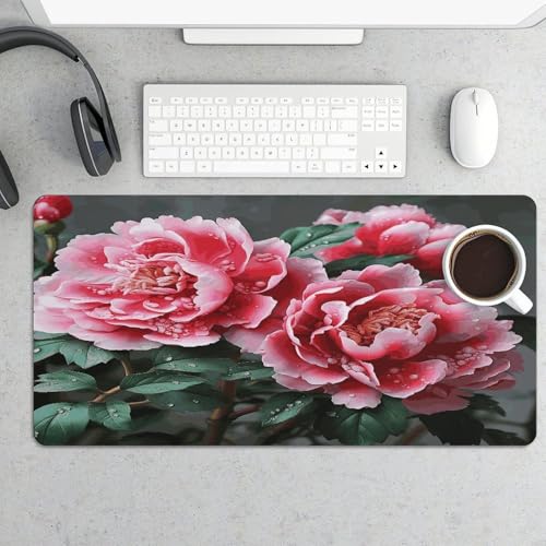 Beautiful Peony Flower Desk Mat Non-Slip Large Mouse Pad miniatura 5