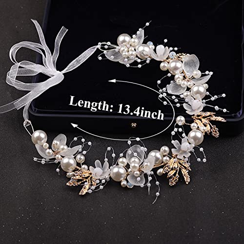 Kayzon Wedding Hair Accessories For Kids, Flower Girl Hair Accessory, Princess Headpiece White Flower Headband Pearl For Girl And Flower Girls Cute Bridal Wedding Hair Band, Women's Fashion Headbands #TOP5