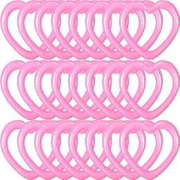 RoundFunny 24 Pcs Valentine‘s Day Heart Shaped Inflatable Ring Toss Pink Heart Plastic Rings for Games Fun Target Toy Toss Games for Party Favor Garden Backyard Outdoor