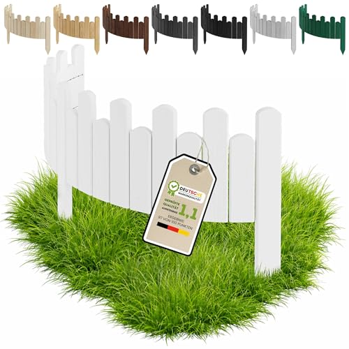 Floranica Beeteinfassung Holz Rollzaun 20 cm x 100 cm Weiß Beetumrandung Rasenkante Rollborder Palisade Gartenzaun