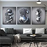 DJBCNQCD 3Pcs Art Mural Effet 3D sur Toile, Décor de Statue de Figure Abstraite...