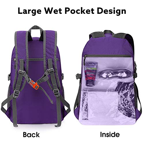 G4Free 40L Lightweight Packable Hiking Backpack with Wet Pocket, Waterproof Handy Foldable Camping Outdoor Travel… - Image 3