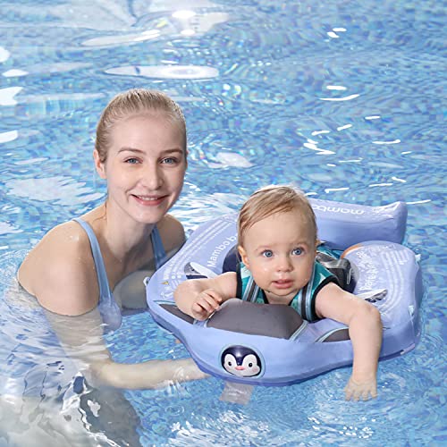 Baby Floats For Pool With Canopy Removable Upf 50+ Uv Sun Protection Canopy，Mambobaby Float Non Inflatable Upgrade Soft Waterproof Skin-Friendly Leather Material Infant Swim Float 3-24 Months #TOP7