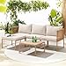 SVITA Detroit Gartenmöbel Set Polyrattan Lounge Modular Ecksofa Chaiselongue Tisch Flexibel als 3 Sitzer oder Sessel 2 Sitzer Inklusive Kissen Beige