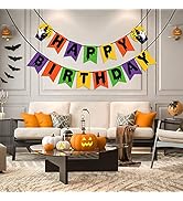 Pre Assembled Happy Birthday Banner for Halloween Themed Birthday Party Decor