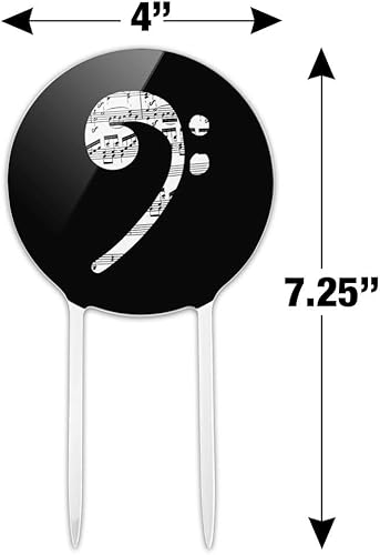 Miniatura 2 de Partituras acrílicas Bass Clef Music Cake Topper Decoración de fiesta para boda, aniversario, cumpleaños, graduación