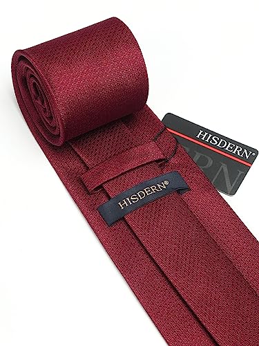 Image of HISDERN Mens Ties Solid Color Tie and Pocket Square Set Classic Woven Formal Neckties & Handkerchief Wedding Party