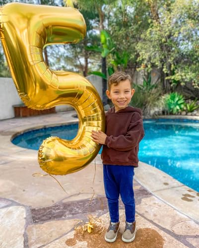 Image of Gold Number 22 Balloon 40 inch, 22 Number Balloons, 22nd Gold Birthday Decorations, 22 Year Old Women Men Golden Party Supplies