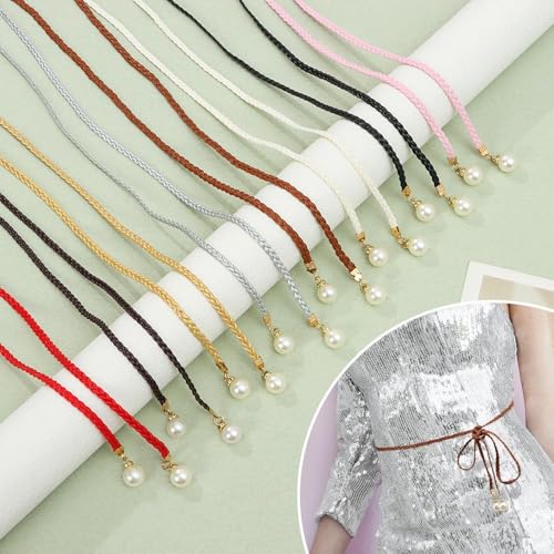 Thin Belts Wear Accessories PU Hemp Rope Apparel Accessories Clothing Collocation Summer Waistband(white)4