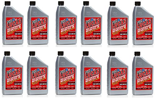 Lucas Oil 10702 Case of 12 High Performance Synthetic 20W-50 Motorcycle Oil 1 Quart Bottle