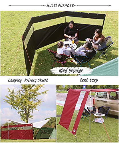 HIKEMAN Camping Windbreaks Stove Windscreen – Beach Windshield Shelter, Sunshade Screen,Winter Outdoor Caravan Privacy Shield with Top Window, for Garden Charcoal Grills BBQ Picnic (Black) - Thumbnail 4