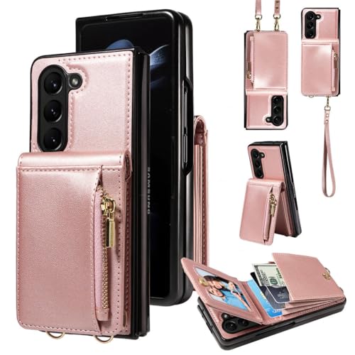 Étui de téléphone en Cuir Portefeuille Multi-Cartes Fermeture Éclair Samsung Galaxy Z Fold 5
