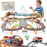 LTFIOON Zug Spielzeug, 215PCS Schienen Auto,Spielzeug Eisenbahn Elektrisch,Elektrischer Zug für Kinder,Weihnachtszug Geschenk für Kinder ab 3 Jahre