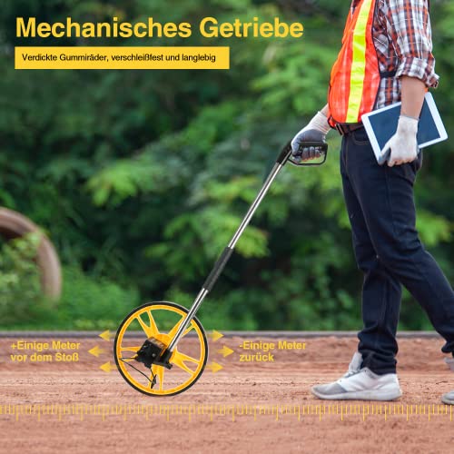 Foto von EZGETOP Faltbares Messrad Meterzähler Längenmessgerät Professional Messgeraet, 32cm Gummiummanteltem Rad, für Messungen bis 9999,9 M (Mechanisch 32cm Diameter)