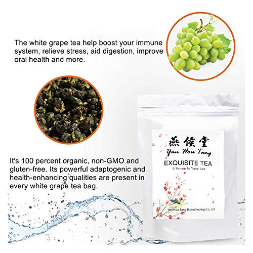 Yan Hou Tang Organic Taiwan Fresh White Grape Oolong Tea Bags - 50 Counts 150Gram Teabags Full Loose Spice Leaf Sachet Mixed Flavored Fruits And Flowers Hot Ice Drinking Taste #TOP2