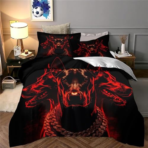 Housse de couette Dark Dog 3D microfibre 135x200cm pour lit single