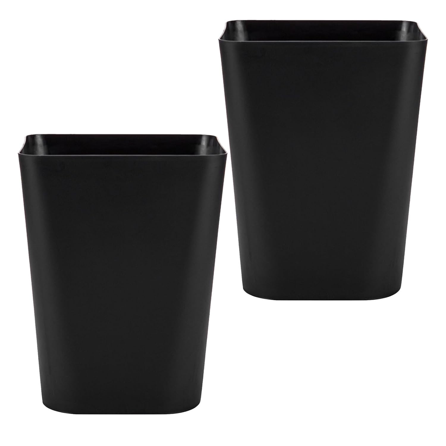 TEHAUX 2pcs Small Trash Can Set for Kitchen and Office Use, Abs Material with Stable Lid, Rounded Shape, Black Color Wastebaskets for Narrow Spaces and Surface Protection