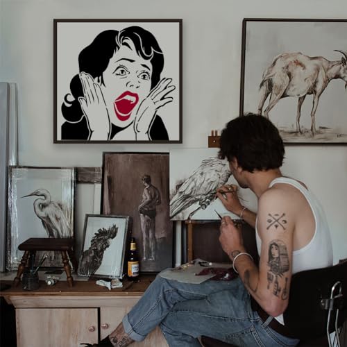FINGERINSPIRE Shouting Woman Stencil 30x30cm - Reusable Banksy Theme Template for Painting & Home Decor - Image 4
