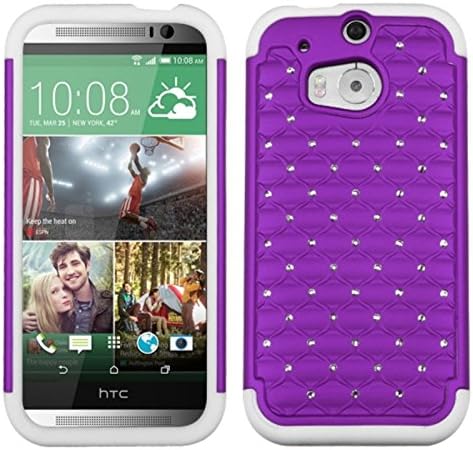 Asmyna TotalDefense Protector Cover for HTC One M8 - Retail Packaging - Purple/White