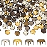 GORGECRAFT 160 Stück 4 Farben 8mm Runde Kuppelnieten Krallennieten Nagelköpfe Punktnieten Metall Punk Pilzkopf Spikes 4 Zinken Nägel Für DIY Lederarbeiten Stoff Kleidung Denim Stilvolle Fotoreparature