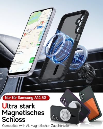 LeYi für Samsung Galaxy A14 5G Hülle für Magsafe mit 2X Panzerglas-Schwarz – Ansicht 3