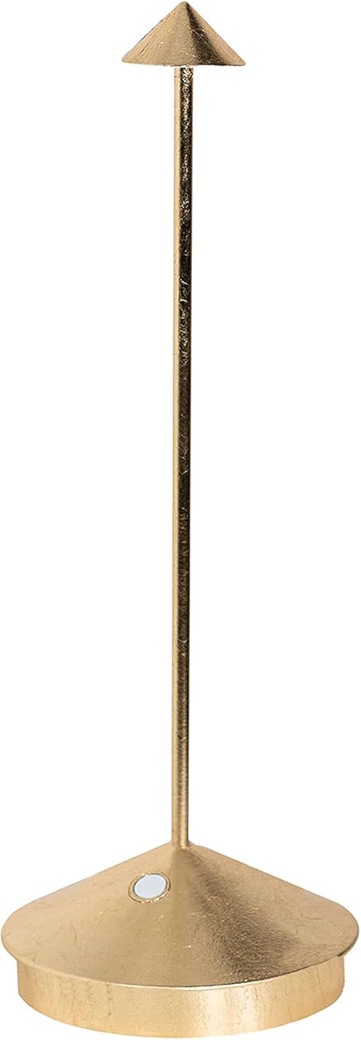 Zafferano Pina Pro LED Table Lamp, Wireless, Rechargeable, Dimmable, Touch Control, Light Temperature 2700 K, Aluminium Housing, Metal Leaf Finished H29 (Gold Leaf)