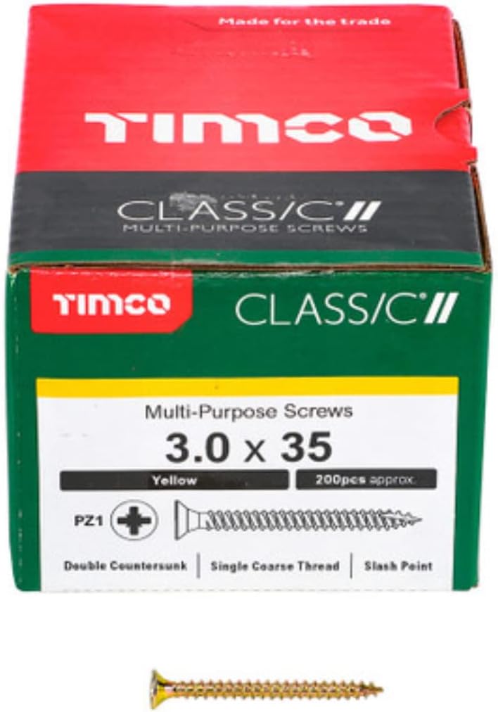 TIMco 50060CLAF PZ2 CSK ZYP Classic Screw 5.0 x 60 - Yellow (Box of 200)