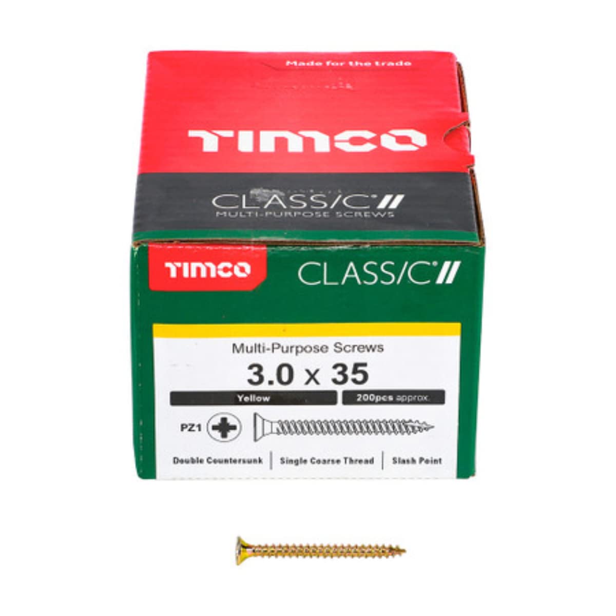 Timco Gold Classic Multi-Purpose Screws - Pz - Double Countersunk - 3.0 X 35 - Box Of 200